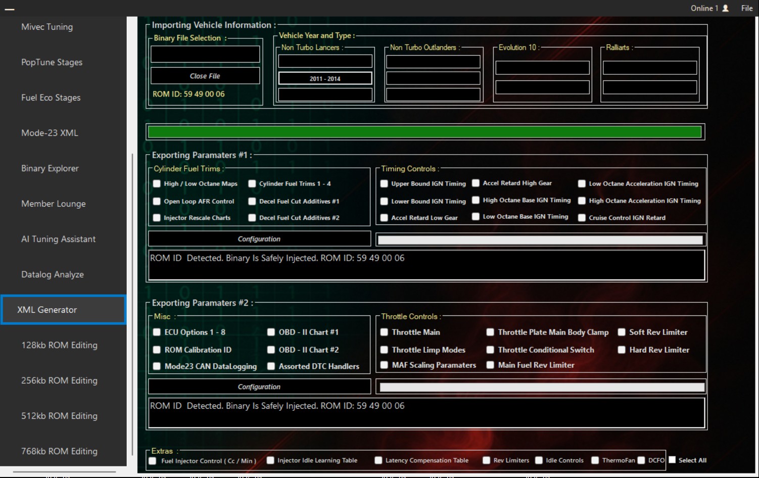 EvoPro ROM Tool v4.00 XML Generator for supported Mitsubishi petrol vehicles
