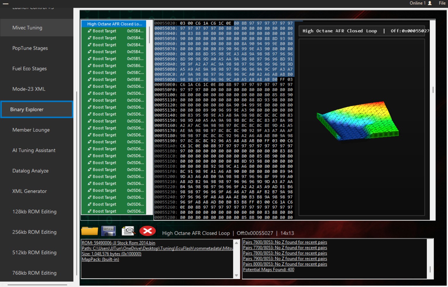 EvoPro ROM Tool v4.00 Binary Explorer MapPack creation and analysis